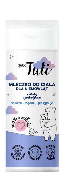 Luba Tuli, łagodzące mleczko do ciała dla niemowląt z oliwką i prebiotykiem, 200 ml