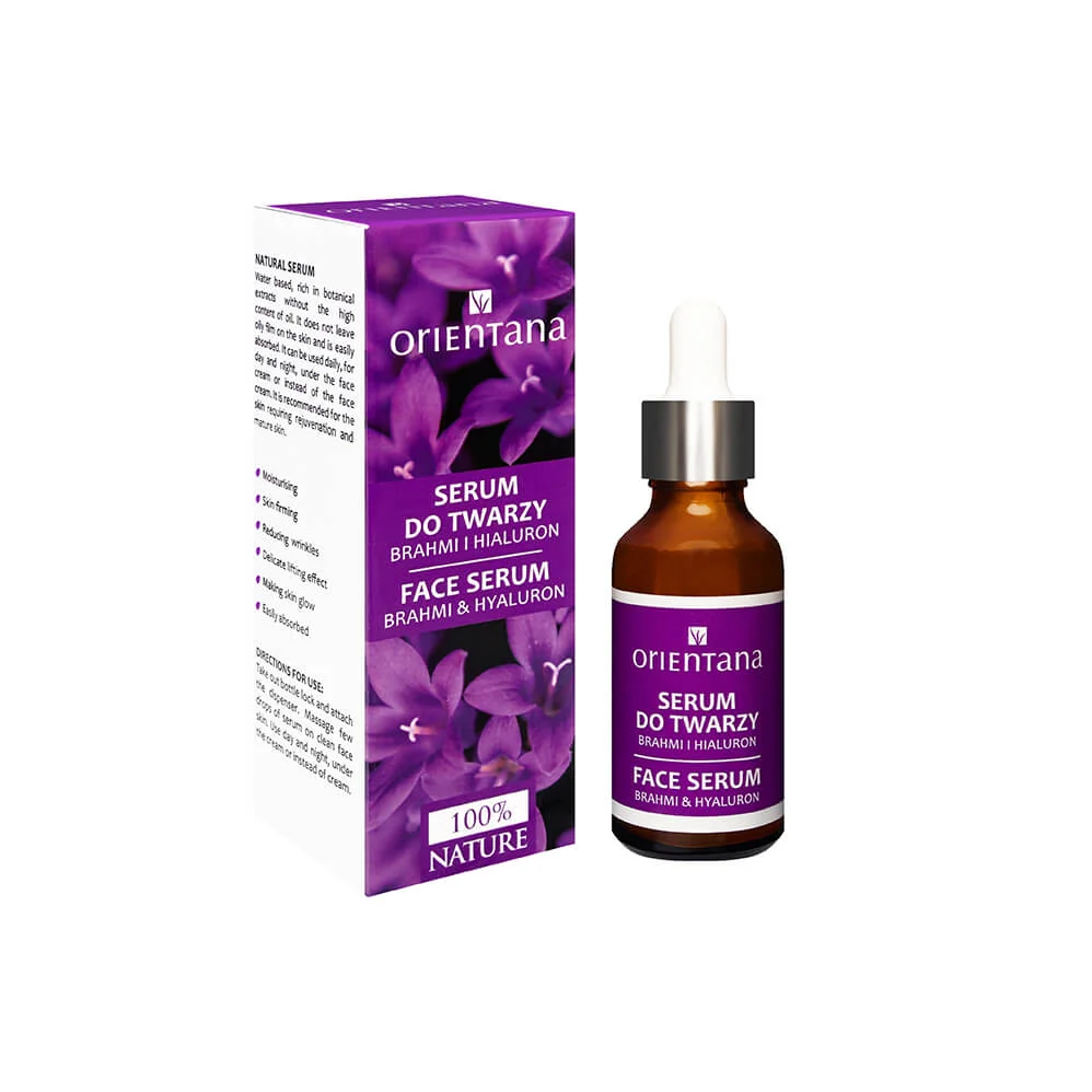 Orientana, bio serum do twarzy, brahmi i kwas hialuronowy, 30 ml