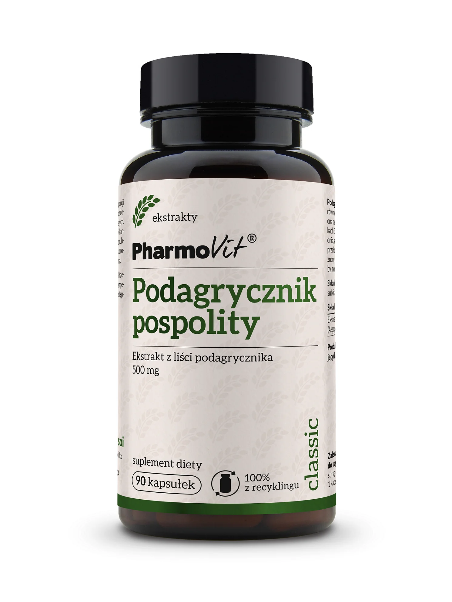 Pharmovit Podagrycznik pospolity ekstrakt z liści podagrycznika 450 mg, 90 kapsułek