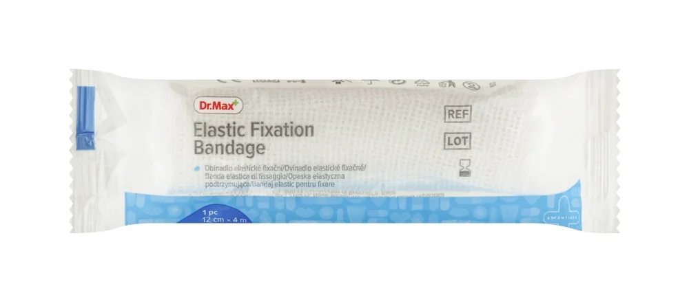 Elastic Fixation Bandage Dr. Max, opaska podtrzymująca 12 cm x 4 m, 1 sztuka 