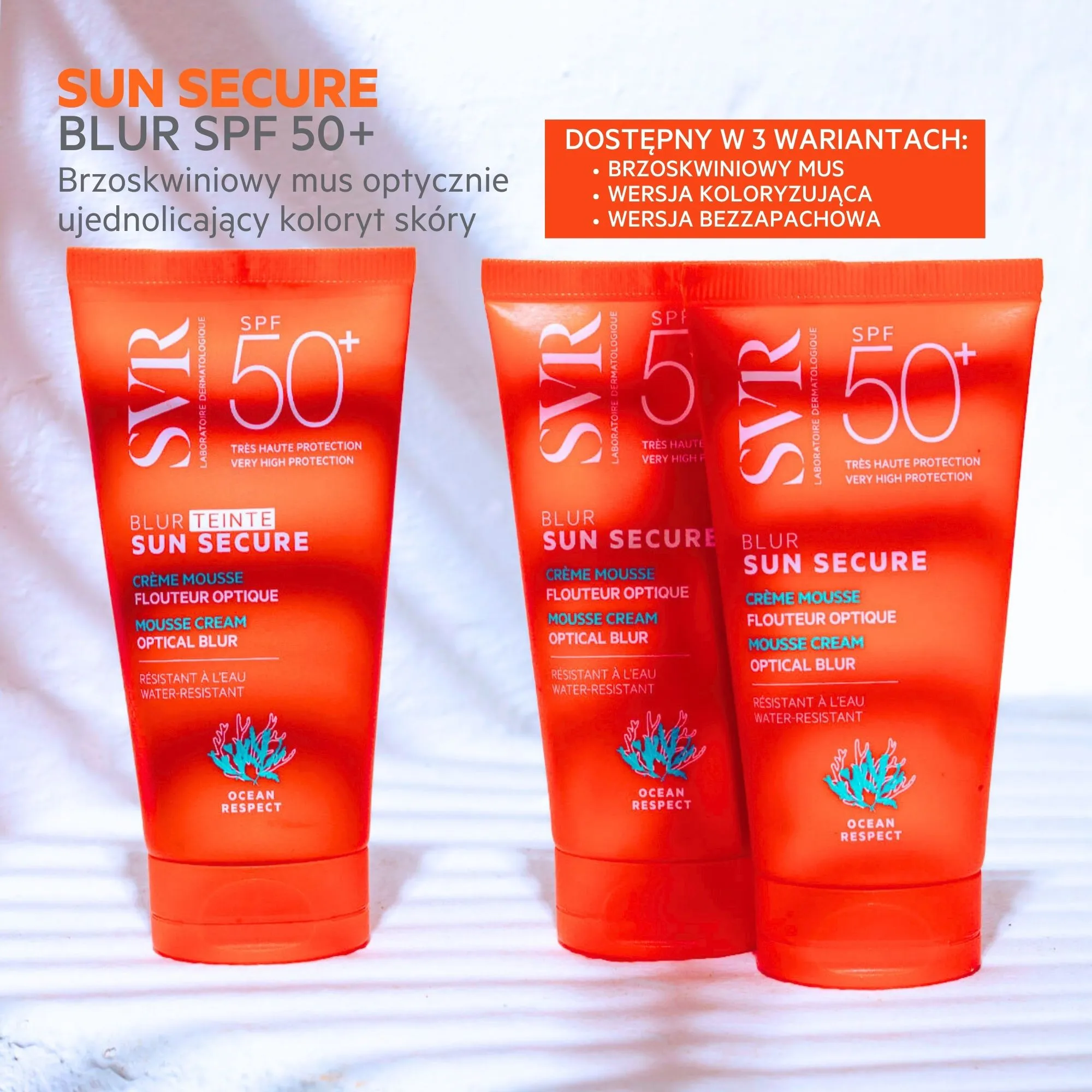 SVR Sun Secure Blur SPF 50+, nawilżający, kremowy mus ochronny, 50 ml 