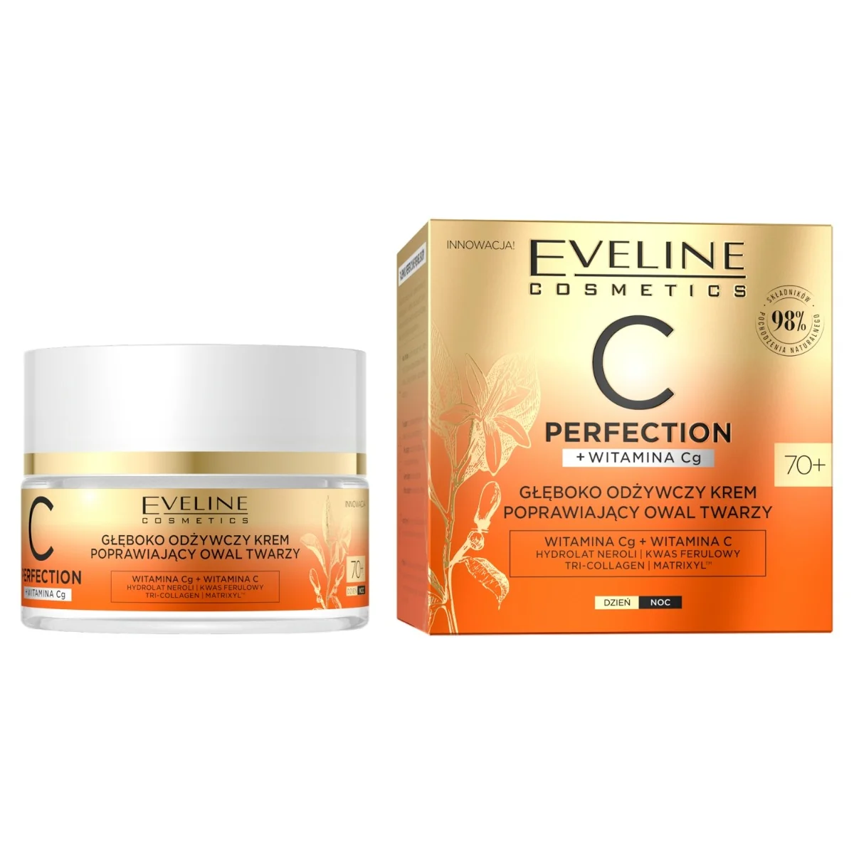 Eveline Cosmetics C-Perfection, głęboko odżywczy krem poprawiający owal twarzy 70+, 50 ml