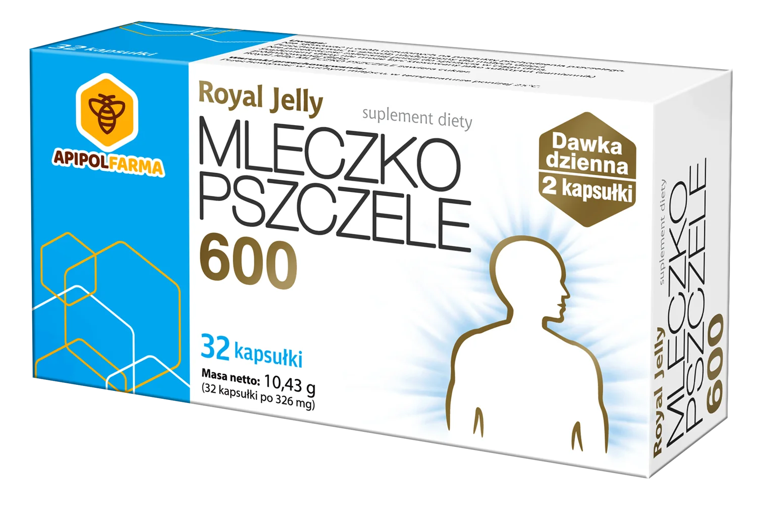 Royal Jelly Mleczko pszczele 600, suplement diety, 32 kapsułki