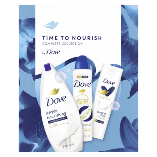 Dove Time to Nourish Complete Collection zestaw z żelem pod prysznic, balsamem i dezodorantem, 250 + 250 + 150 ml