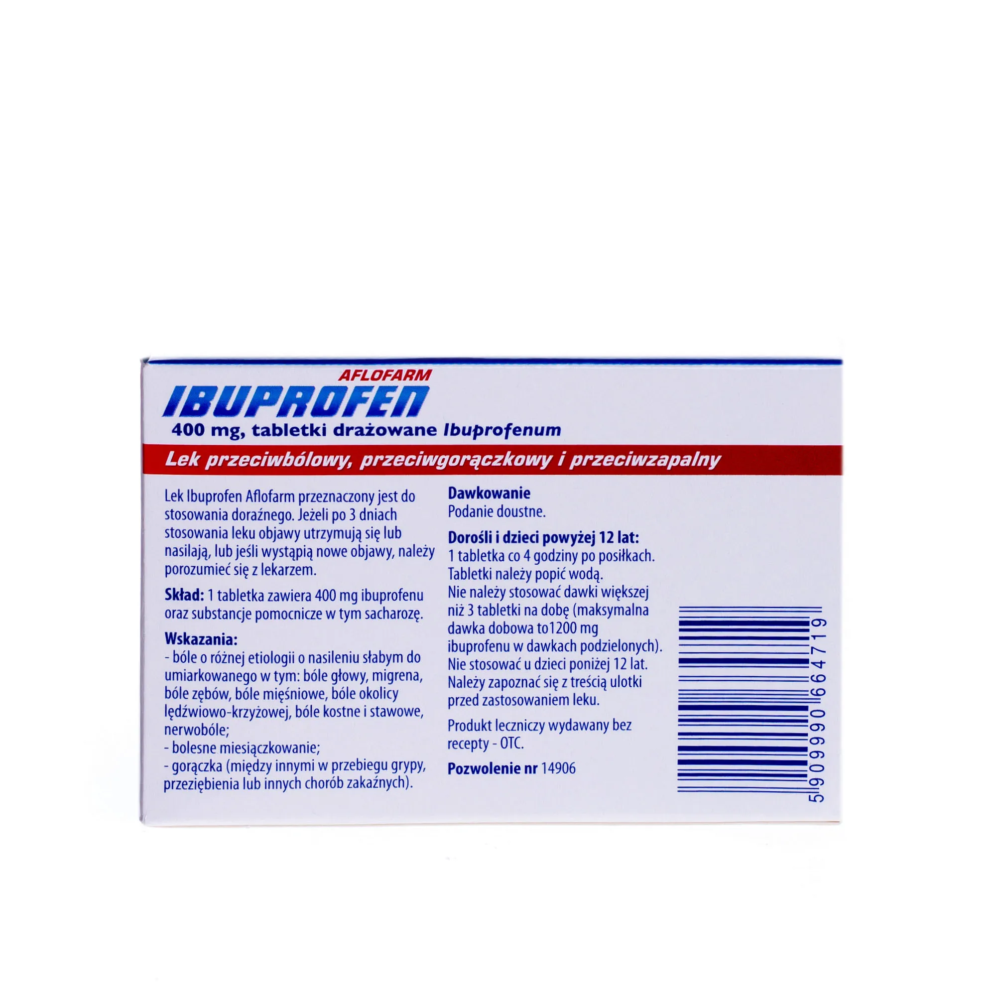 Ibuprofen Aflofarm, 400 mg, 20 tabletek drażowanych 