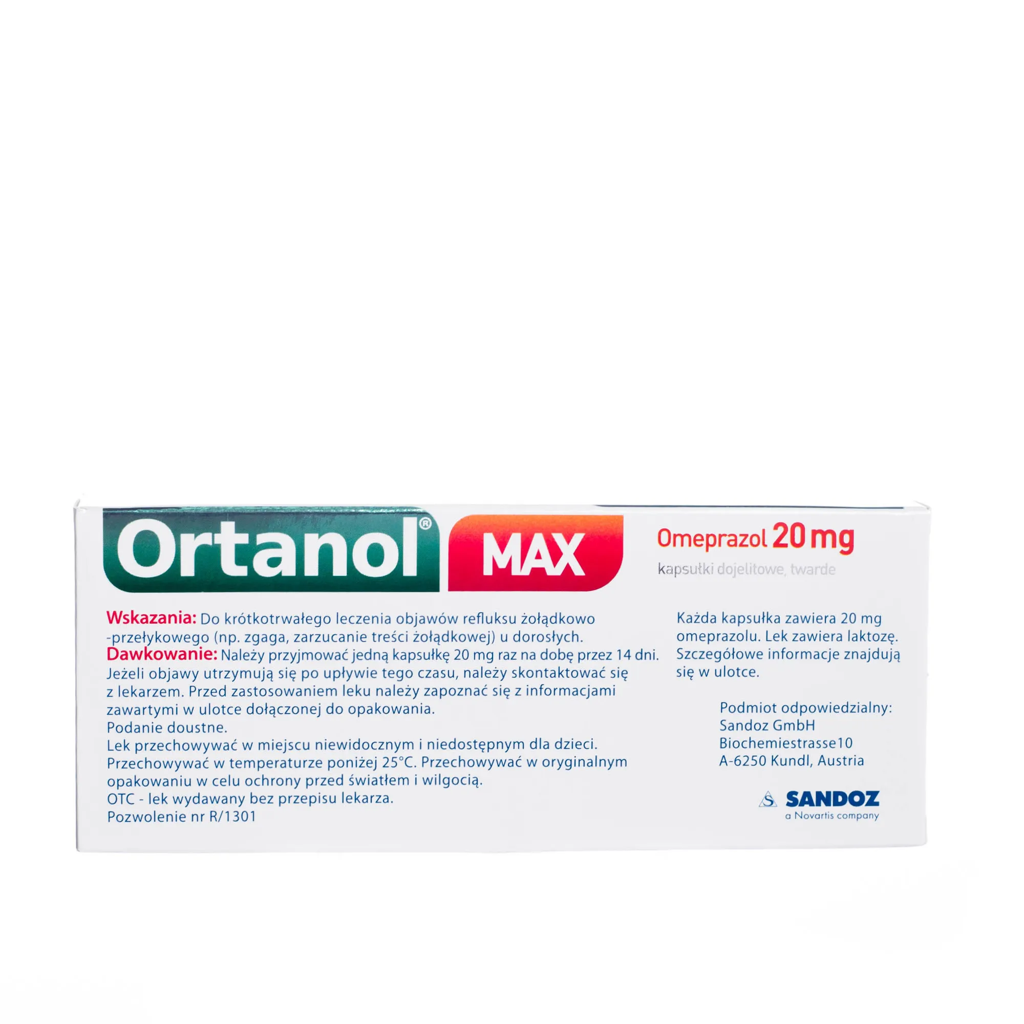 Ortanol MAX, 20 mg, 14 kapsułek dojelitowych, twardych 