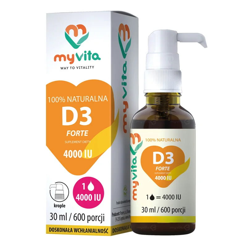 MyVita, Witamina D3 4000 IU Forte, suplement diety, krople, 30 ml