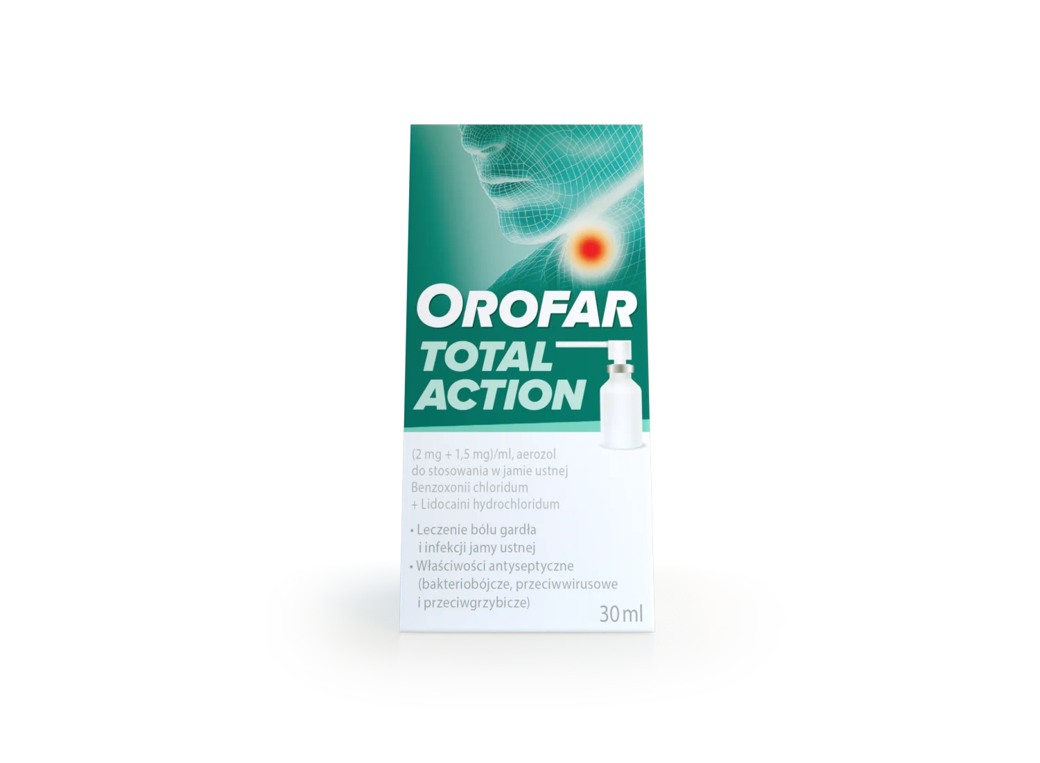 Orofar Total Action (2 mg + 1,5 mg)/ml, aerozol, 30 ml