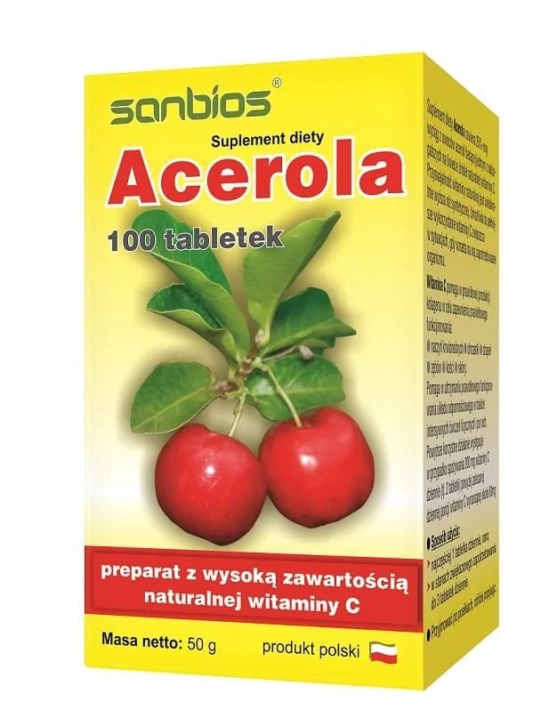 Acerola 500mg, suplement diety, 100 tabletek