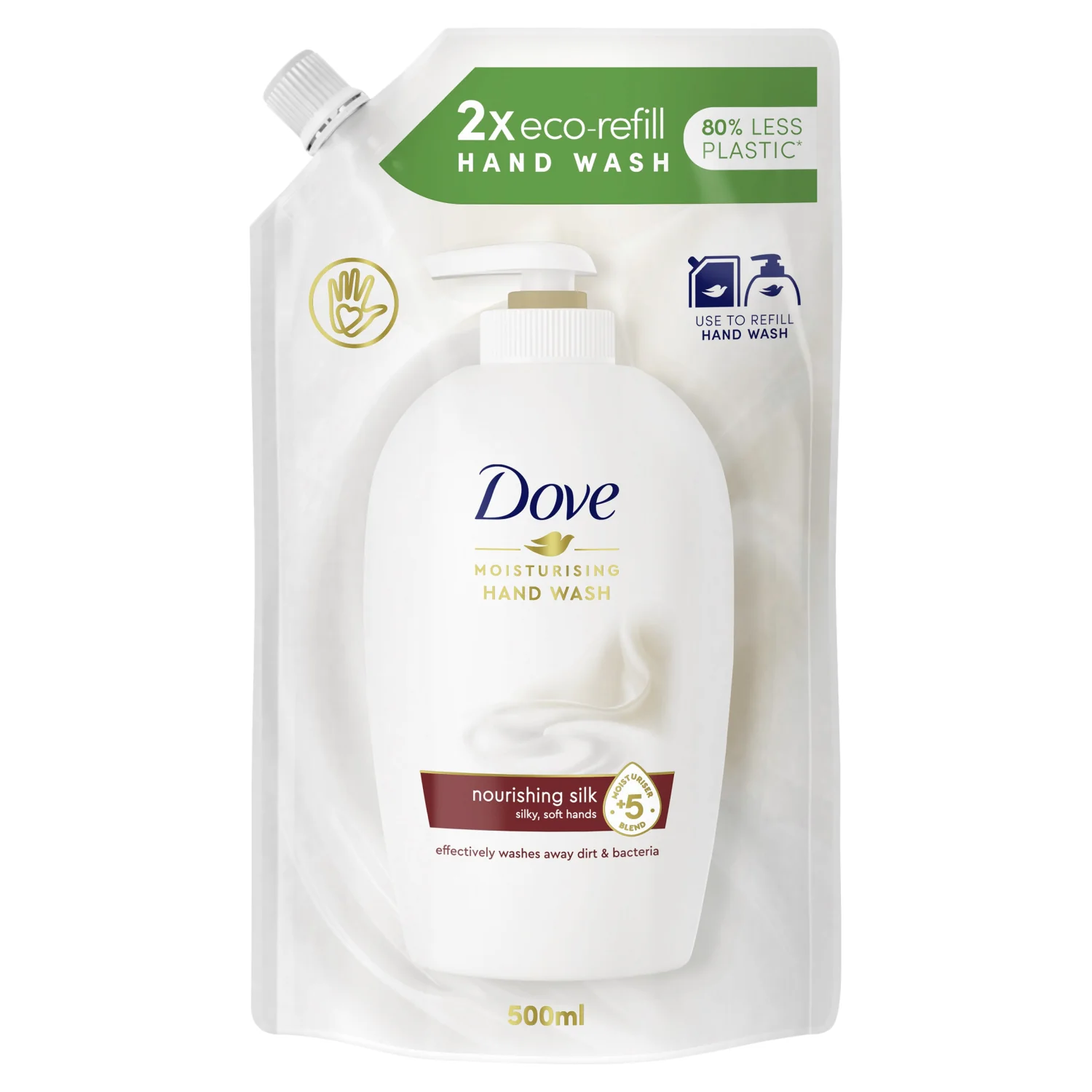 Dove Caring Hand Wash Fine Silk, pielęgnujące mydło w płynie zapas, 500 ml