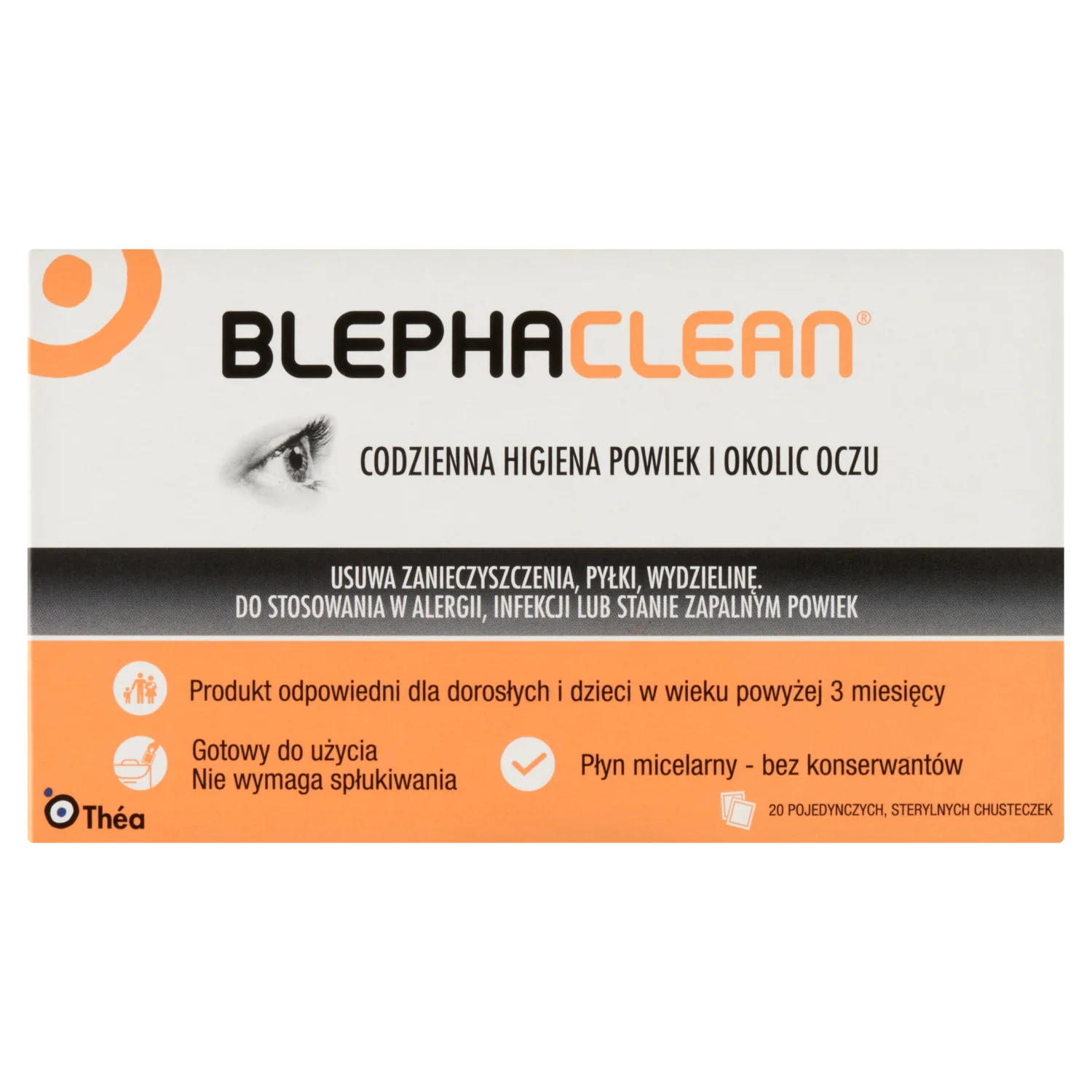 Blephaclean, chusteczki do higieny powiek, 20 szt.