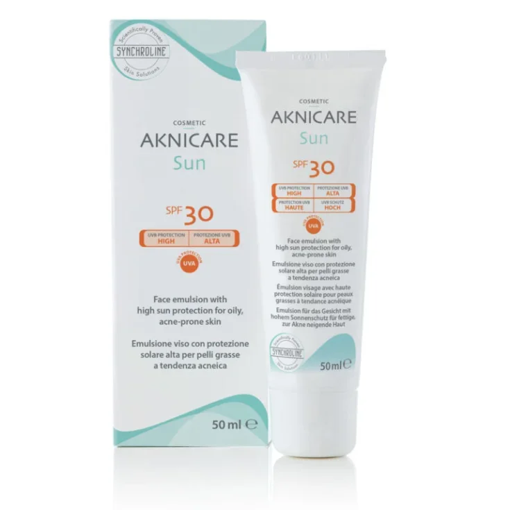 Synchroline Aknicare Sun, Emulsja do skóry tłustej i trądzikowej SPF30, 50 ml