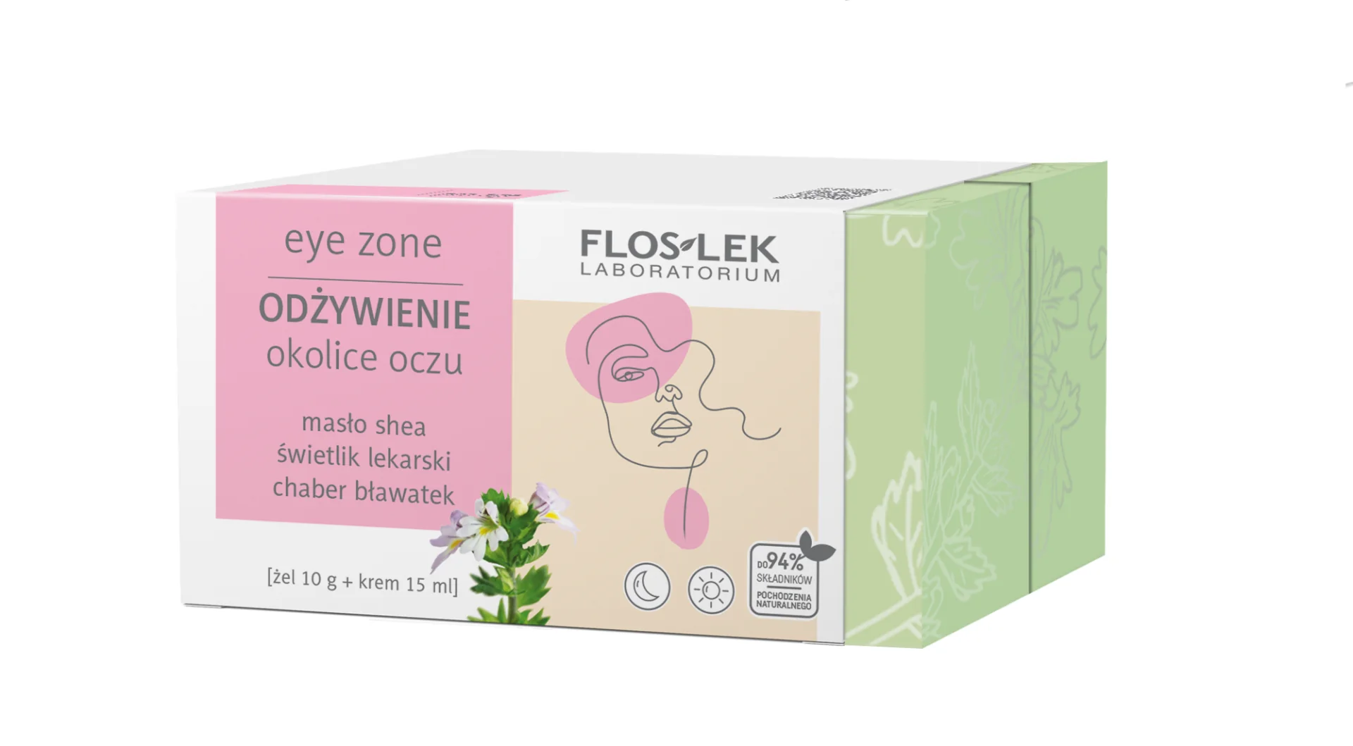 Floslek Odżywienie okolice oczu, zestaw kosmetyków dla kobiet, 10 ml + 15 ml