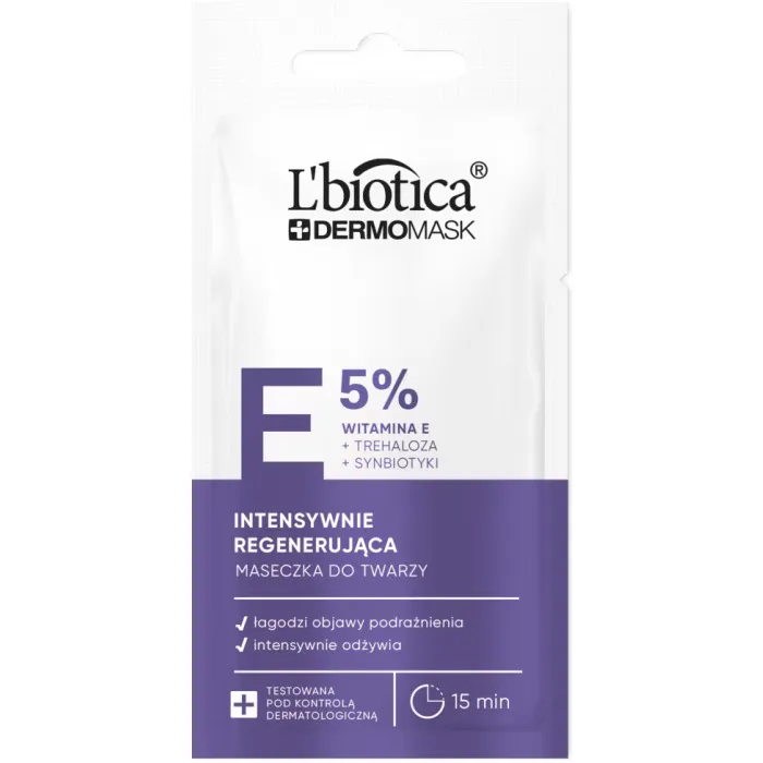 L'biotica Dermomask intensywnie regenerująca maska z witaminą E,  8 ml 