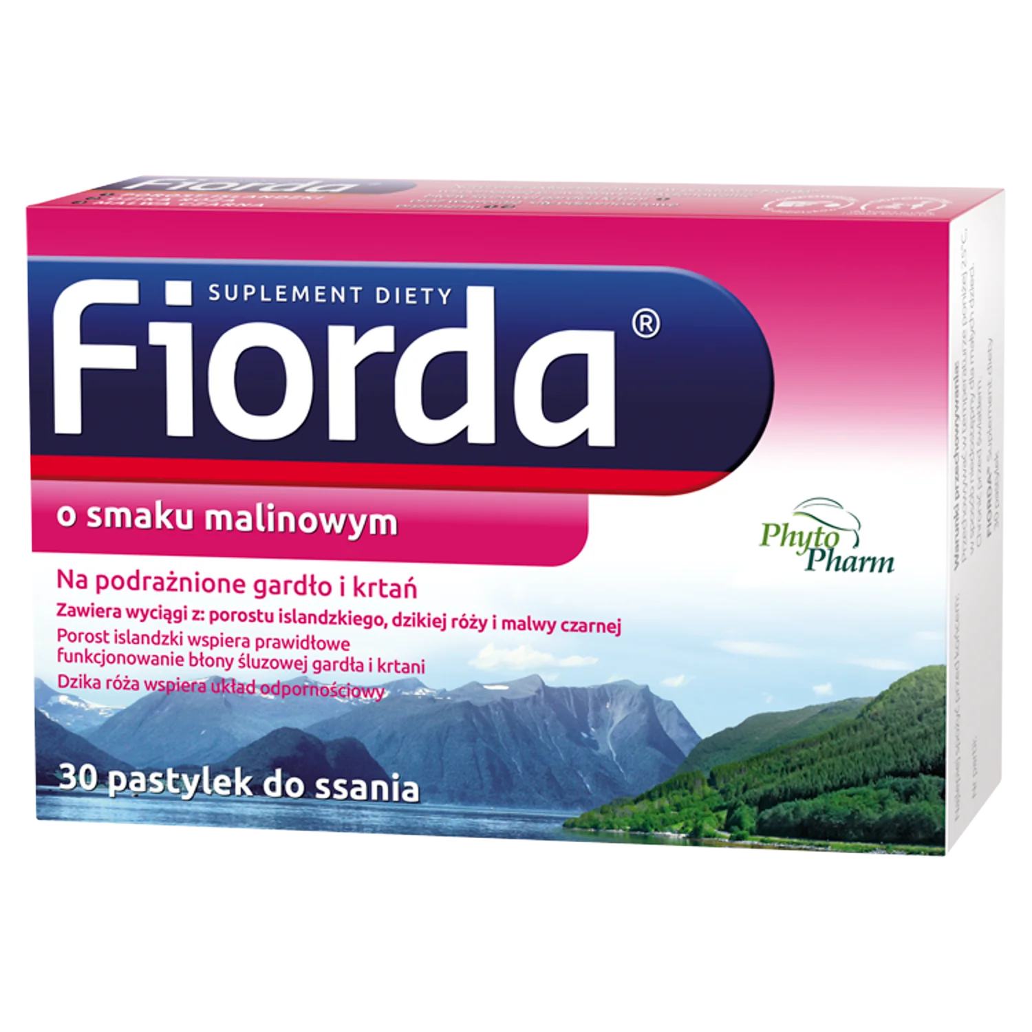 Fiorda, suplement diety, smak malinowy, 30 pastylek do ssania