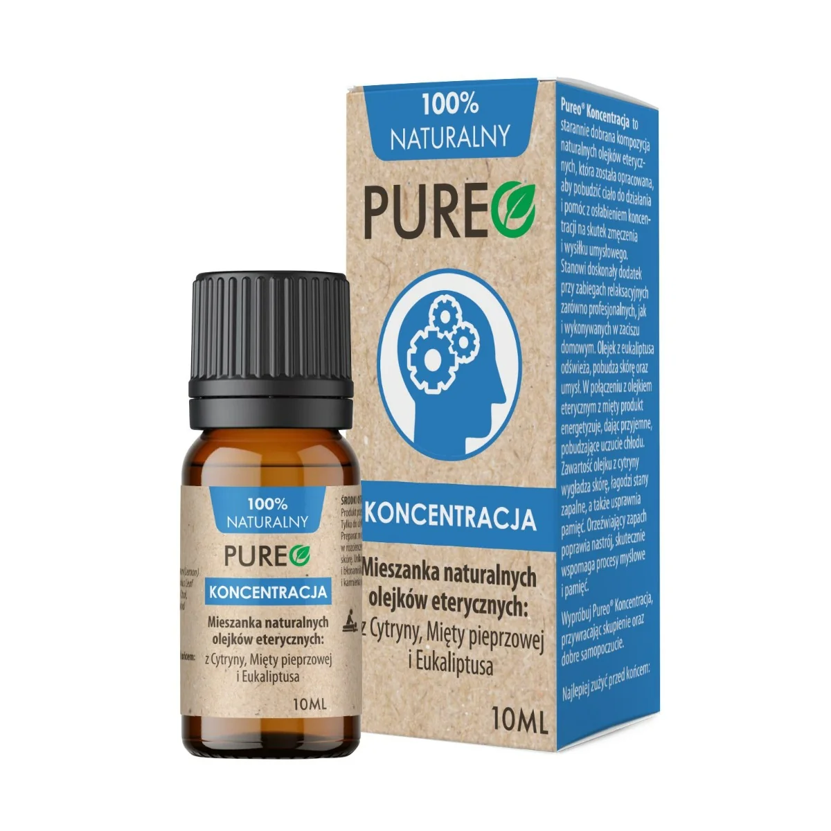 Pureo Koncentracja, mieszanka naturalnych olejków eterycznych, 10 ml