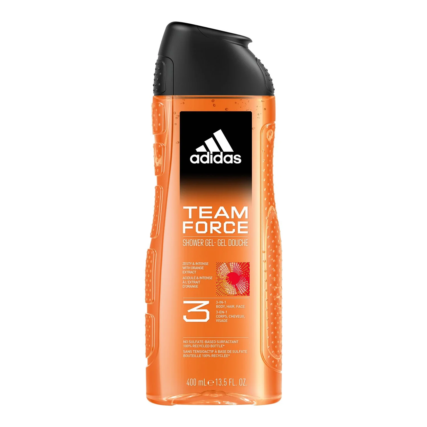 adidas Team Force, żel pod prysznic 3 w 1 dla mężczyzn, 400 ml