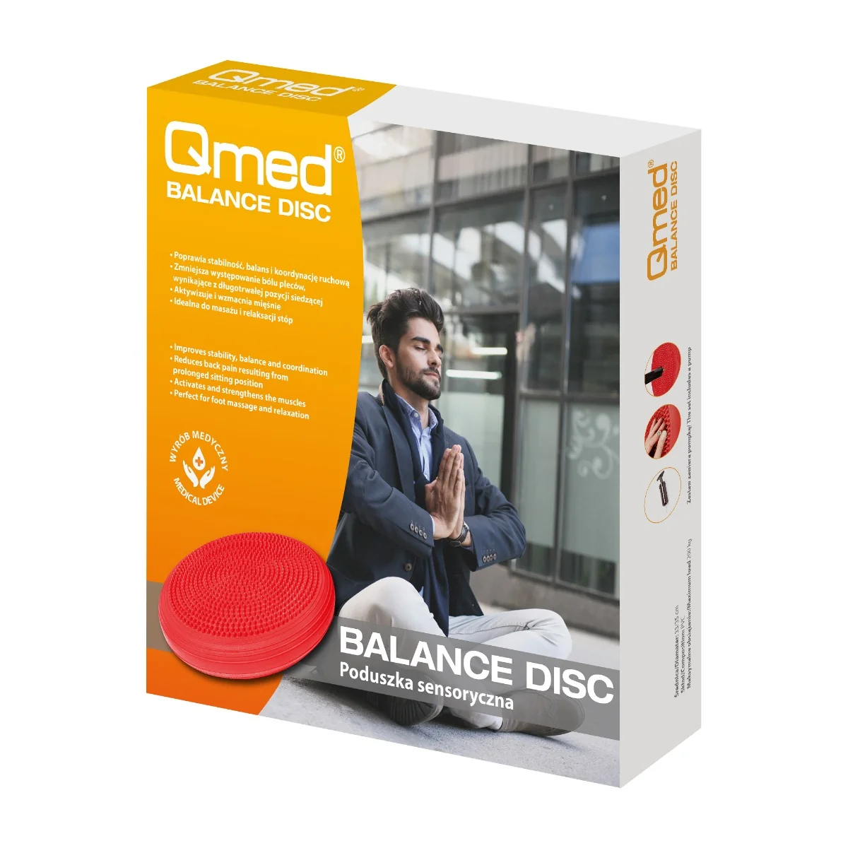 Qmed Balance Disc, poduszka sensoryczna z wypustkami czerwona, 1 szt.