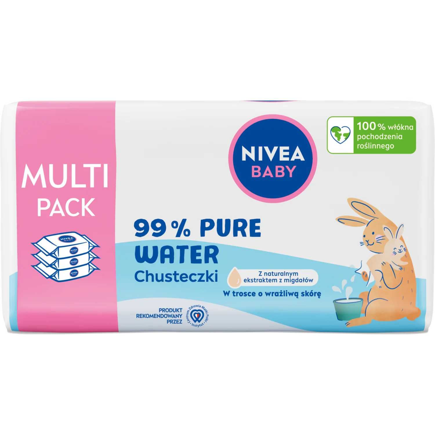 Nivea Baby, chusteczki nawilżane Pure Water 3 x 57 szt.