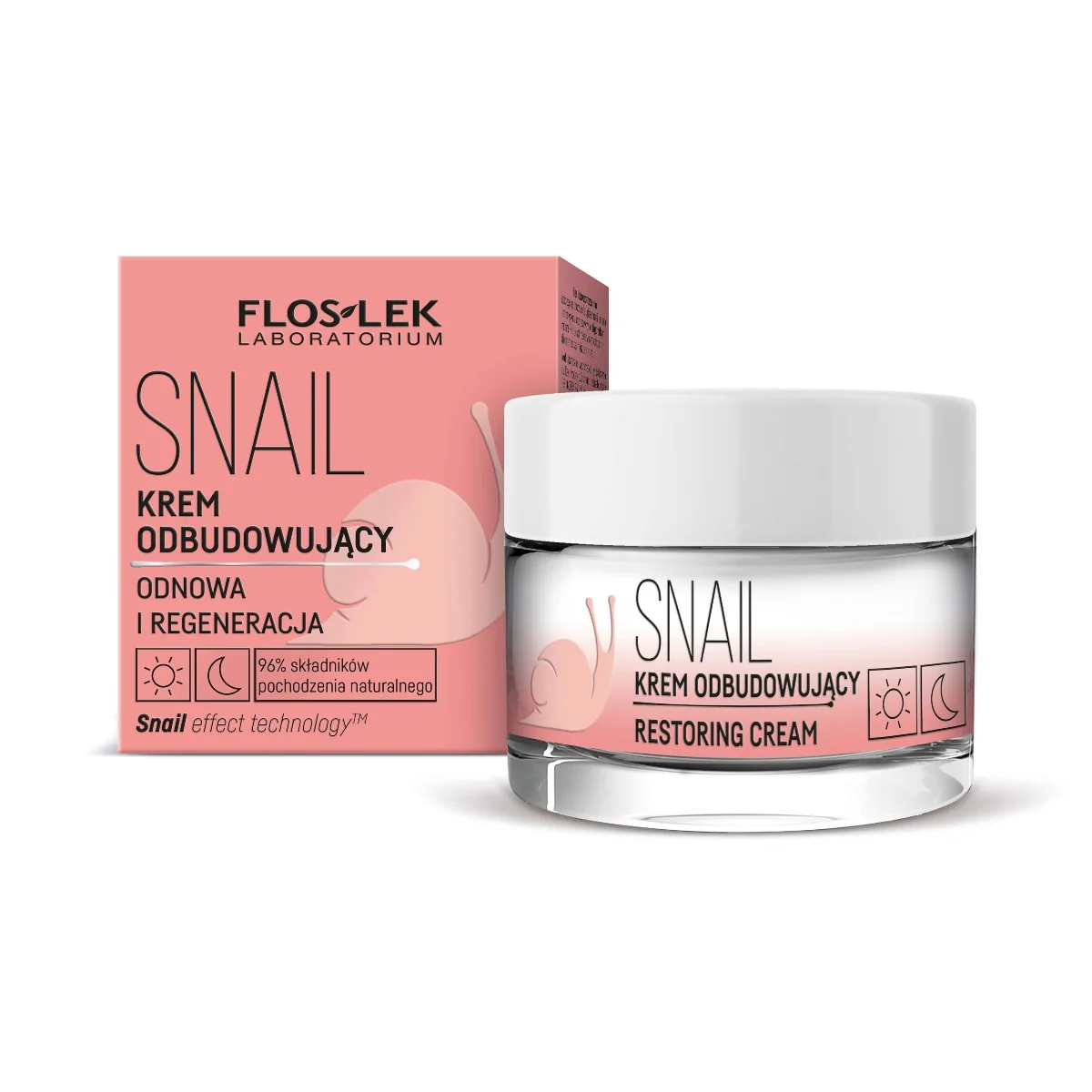 Floslek Snail, krem odbudowujący na dzień i noc, 50 ml