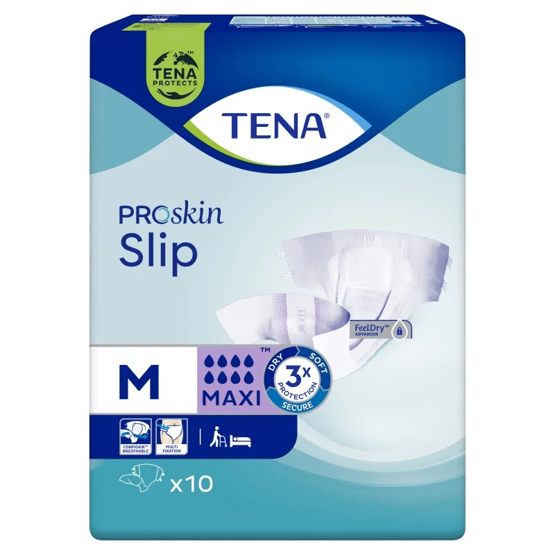 Tena Slip Proskin Maxi, pieluchomajtki zapinane na rzepy, rozmiar M, 73-122 cm, 10 sztuk