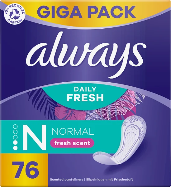 Always Daily Fresh Normal Flexistyle, wkładki higieniczne o świeżym zapachu, 76 sztuk