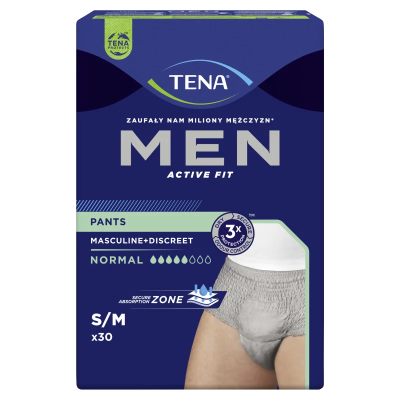 Tena Men Pants Normal Grey S/M, bielizna na nietrzymanie moczu, 30 sztuk