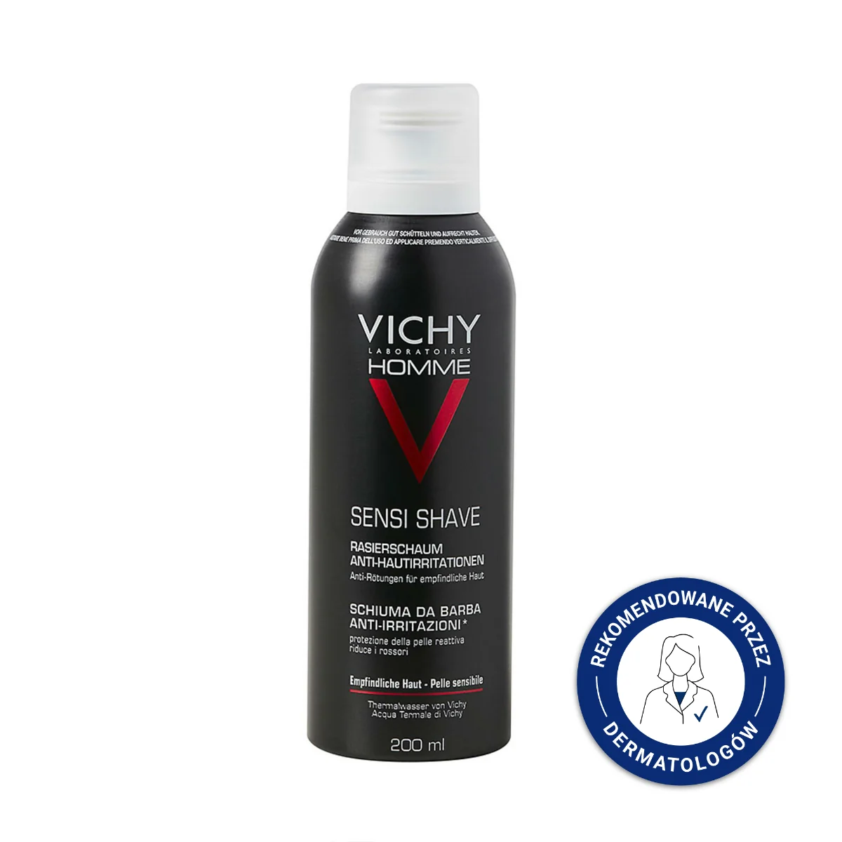 Vichy Homme Sensi Shave pianka do golenia przeciw podrażnieniom do skóry wrażliwej 200 ml