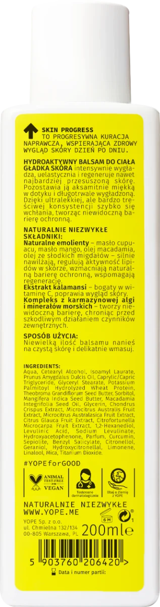 YOPE Skin Progress Gładka Skóra hydroaktywny balsam do ciała Sour Fruits, 200 ml