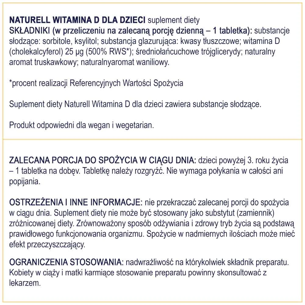 Naturell witamina D dla dzieci 180 tabletek