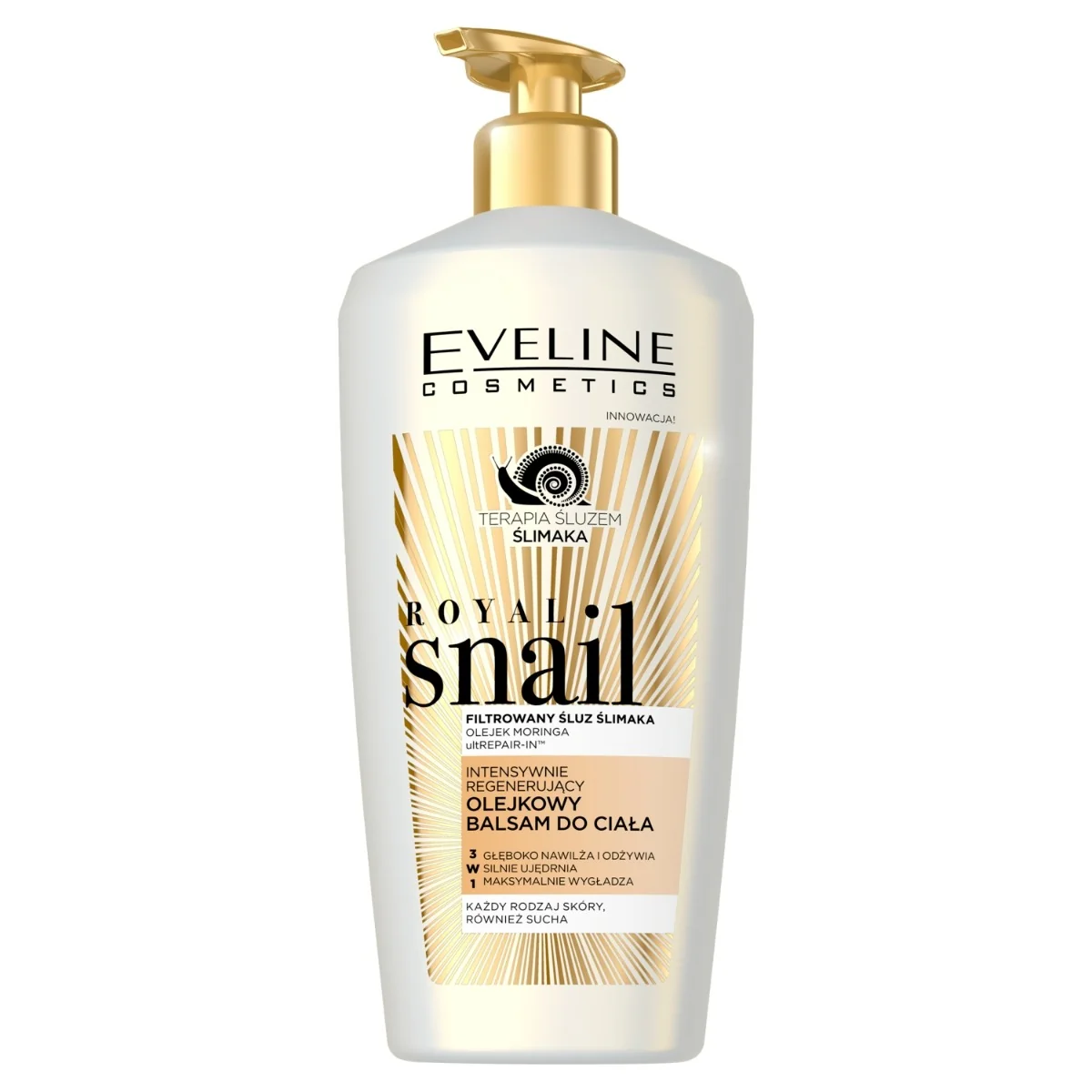 Eveline Cosmetics Royal Snail, olejkowy balsam do ciała intensywnie regenerujący, 350 ml