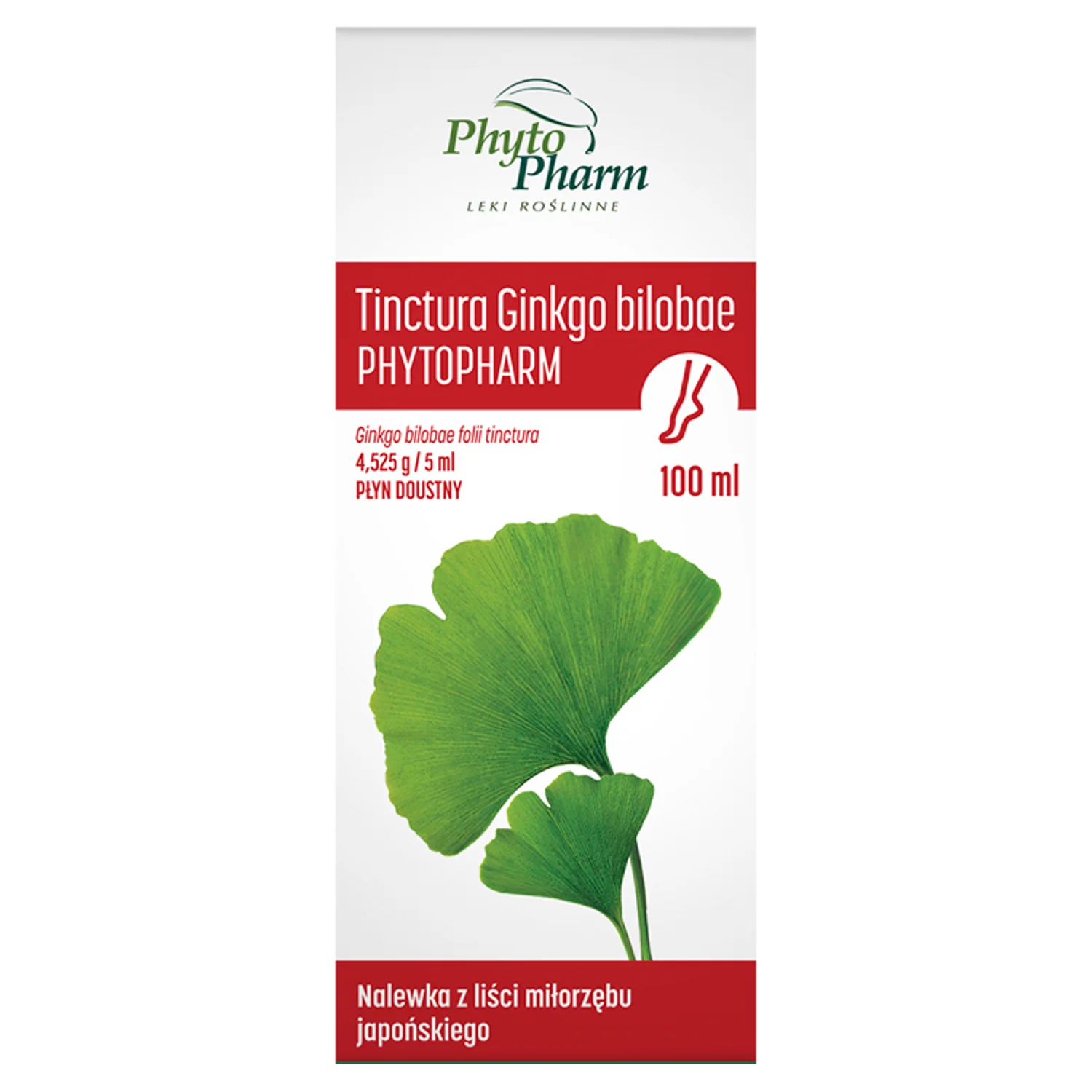 Tinctura Ginkgo bilobae Phytopharm, 4,525 g/5 ml, płyn doustny, 100ml