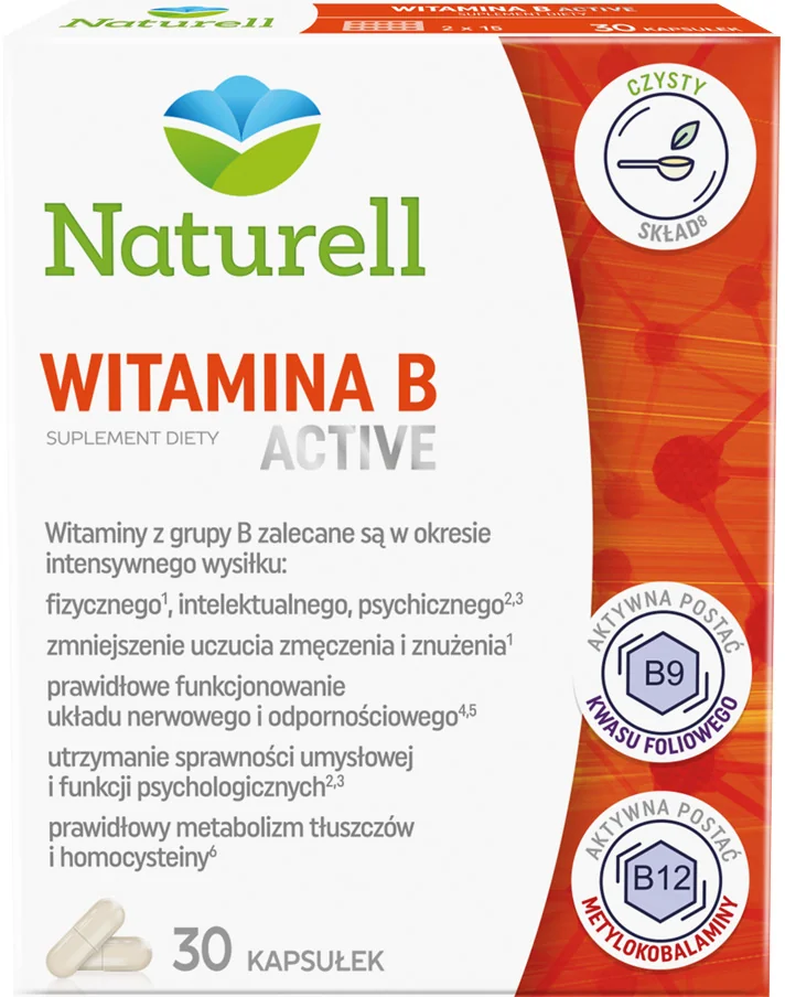 Naturell Witamina B Active, suplement diety, 30 kapsułek