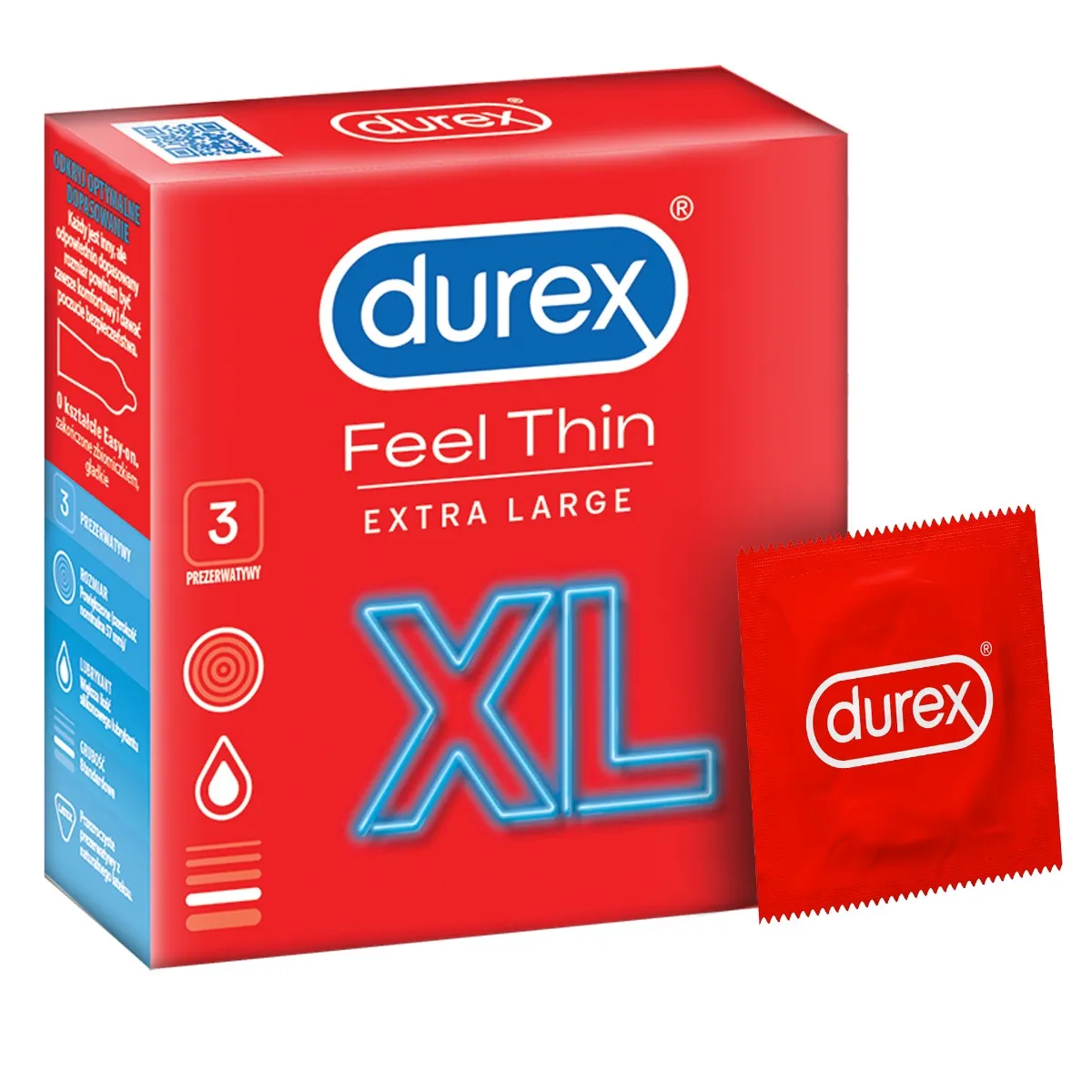 Durex Feel Thin XL prezerwatywy, 3 szt. 