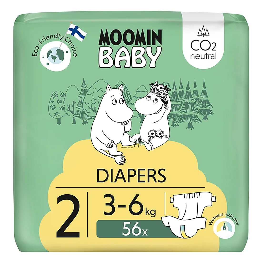 Moomin Baby, pieluszki 2 Newborn 3-6 kg, 56 szt.