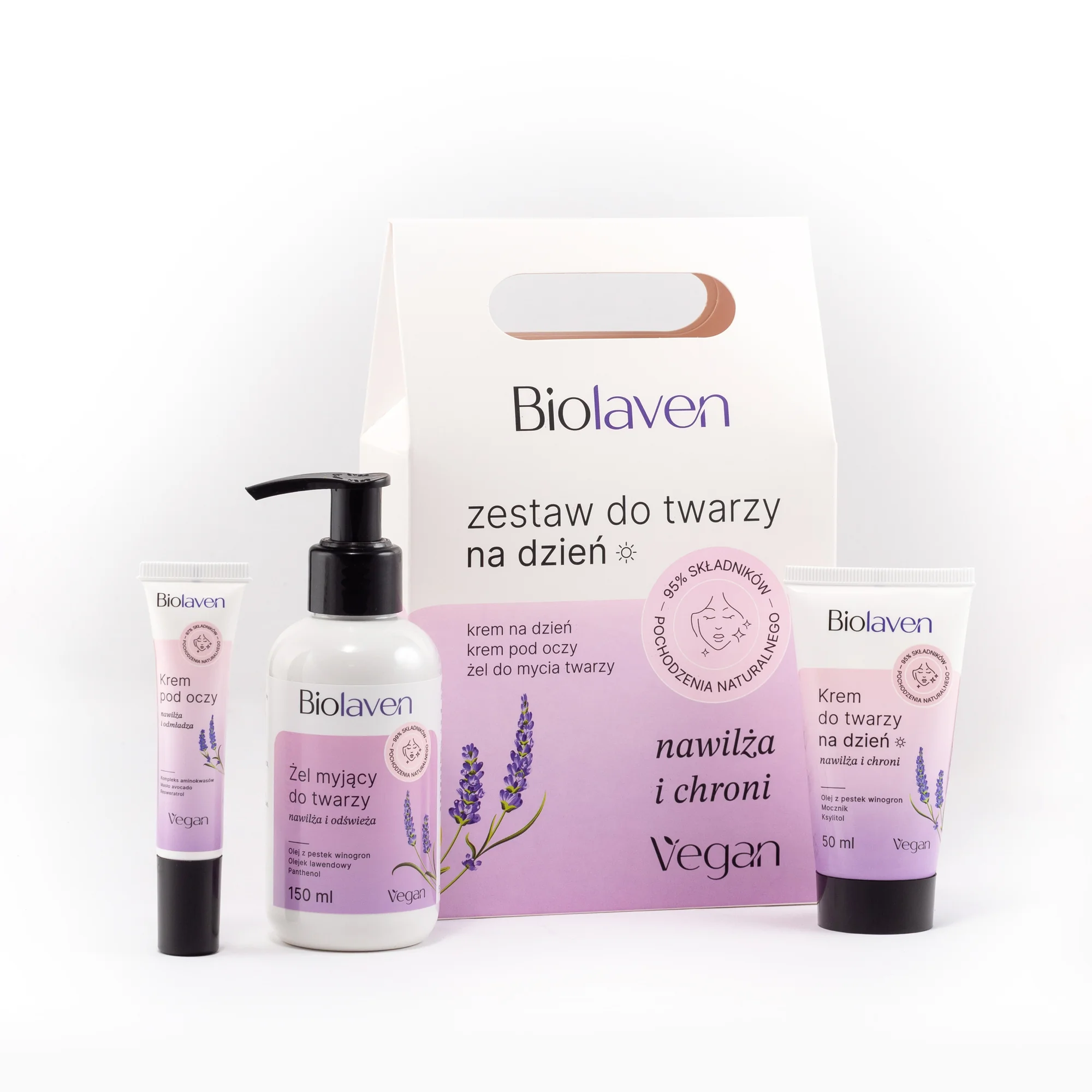 Biolaven zestaw do twarzy na dzień (torebka) 150 ml + 50 ml + 15 ml