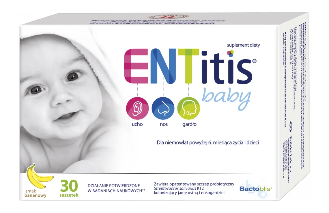 ENTitis Baby, smak bananowy, 30 saszetek