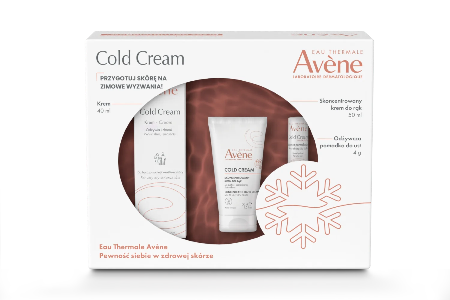 Eau Thermale Avene Cold Cream zestaw krem, 50 ml + krem do rąk , 50 ml  + pomadka do ust, 4 g