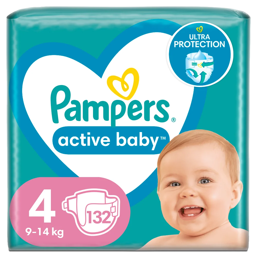 Pampers Active Baby Mega Pack pieluchy, rozmiar 4, 132 szt.