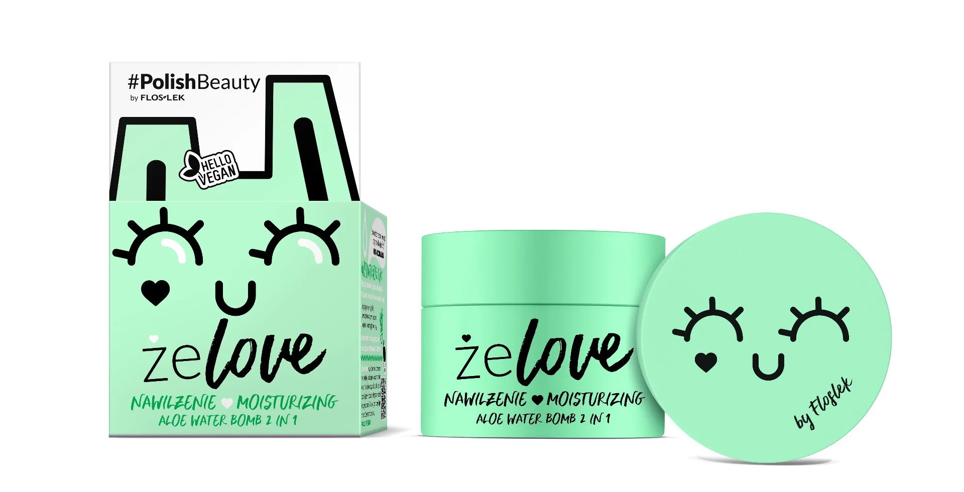 Floslek Żelove Nawilżenie Aloe Water Bomb 2 in 1, żel do pielęgnacji twarzy, szyi i dekoltu o świeżym zapachu zielonego ogórka, 50 ml