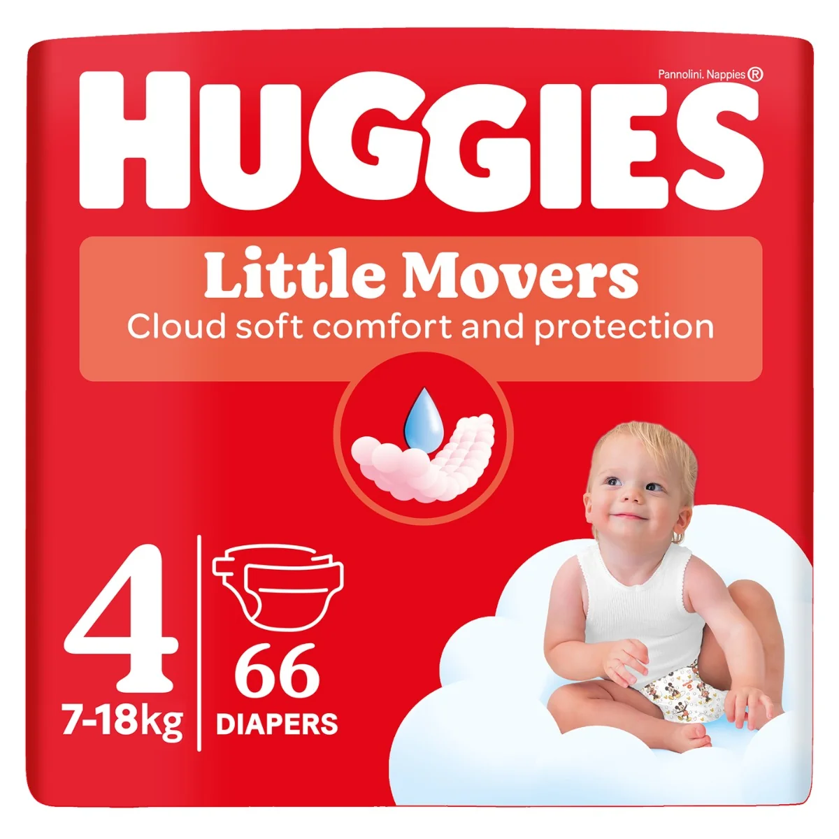 Huggies Little Movers pieluchy rozmiar 4 (7-18kg), Mega Pack 66 sztuk