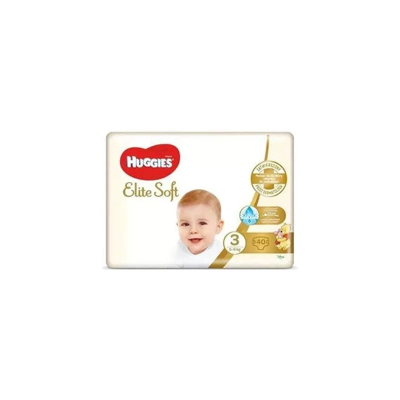 Huggies Elite Soft, pieluchy, rozmiar 3, 5-9 kg, 40 sztuk