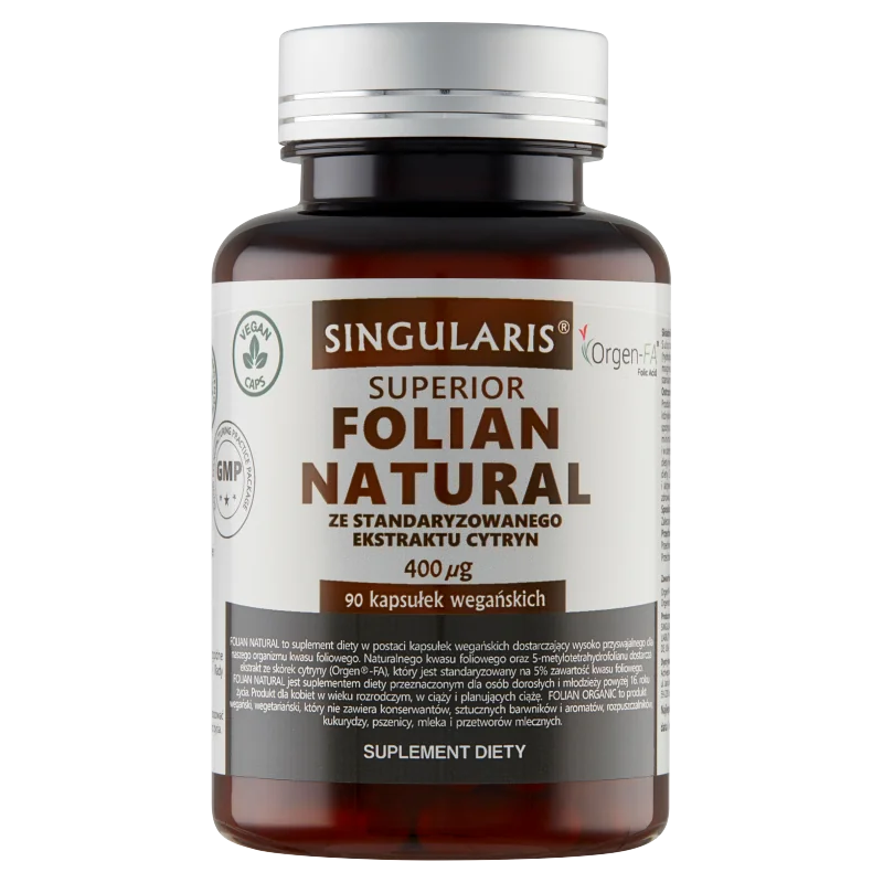 Singularis Superior Folian Organic 400 mcg, suplement diety, 90 kapsułek