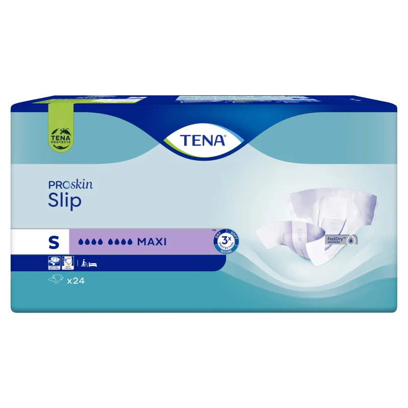 Tena Slip Proskin Maxi, pieluchomajtki zapinane na rzepy, rozmiar S, 56-85 cm, 24 sztuki