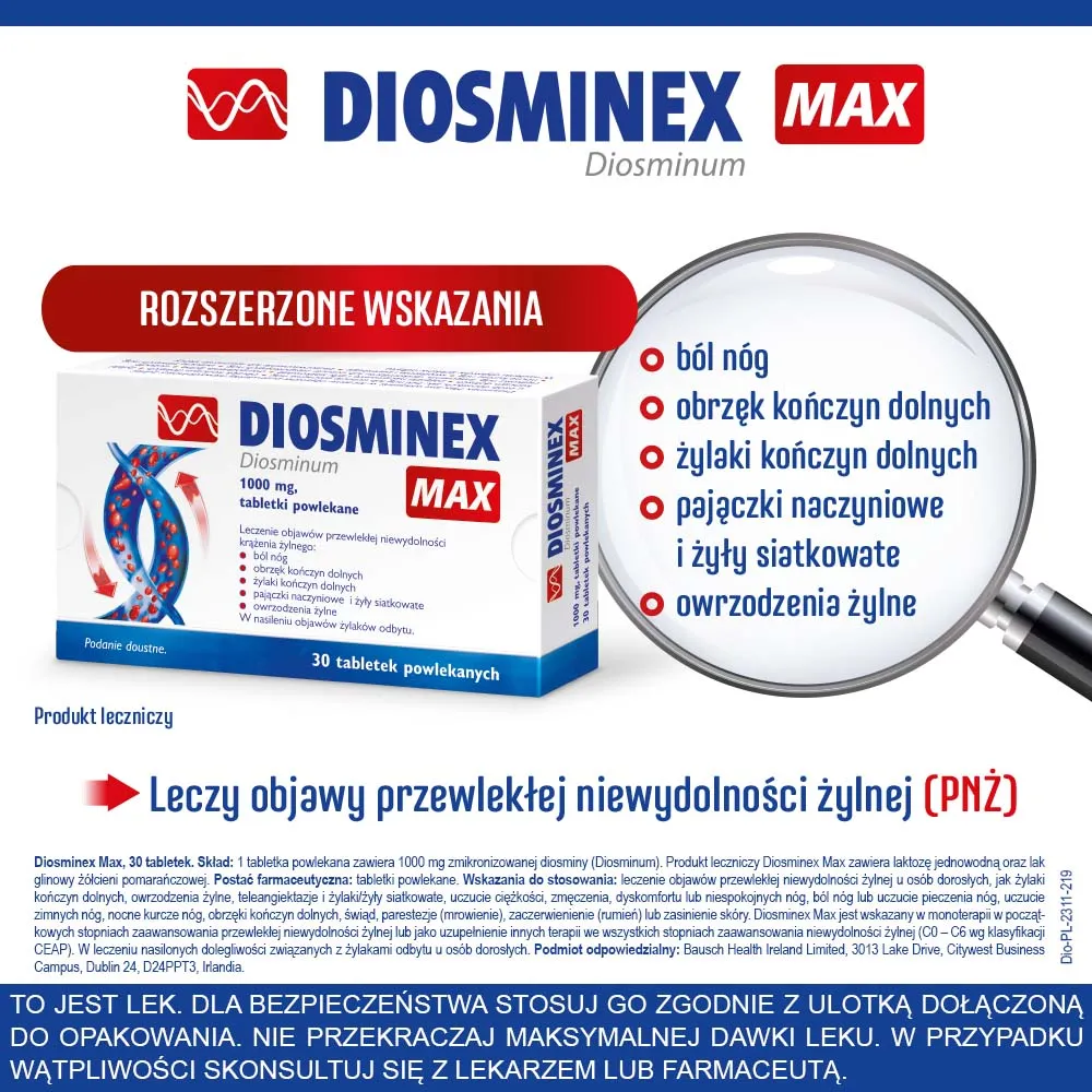 Diosminex Max, 1000 mg, 30 tabletek powlekanych 