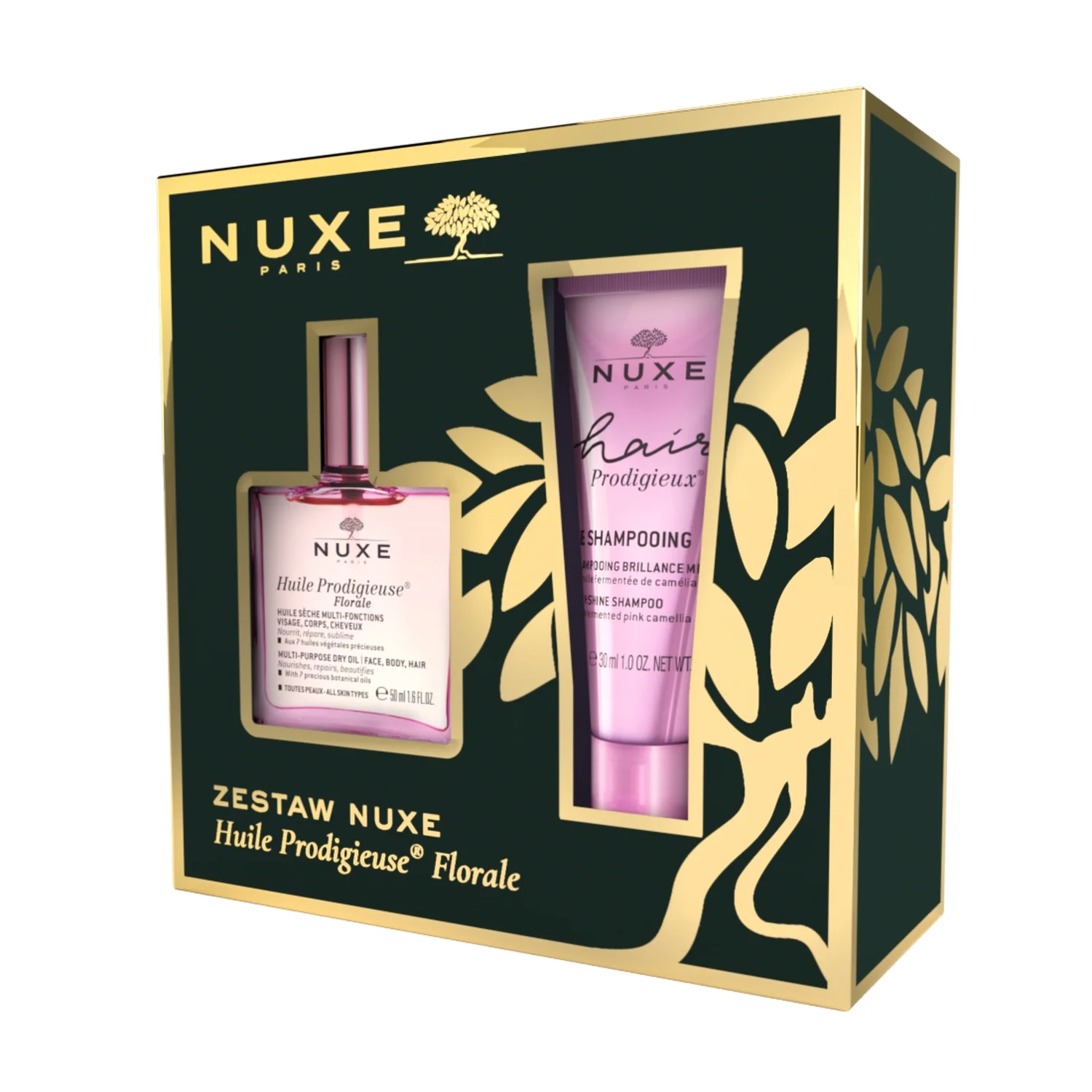 Nuxe suchy olejek pielęgnacyjny Florale, 50 ml + szampon nabłyszczający, 30 ml