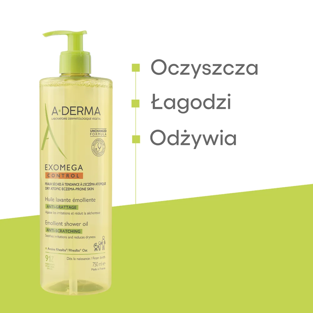 A-Derma Exomega Control olejek emolient pod prysznic, 750 ml