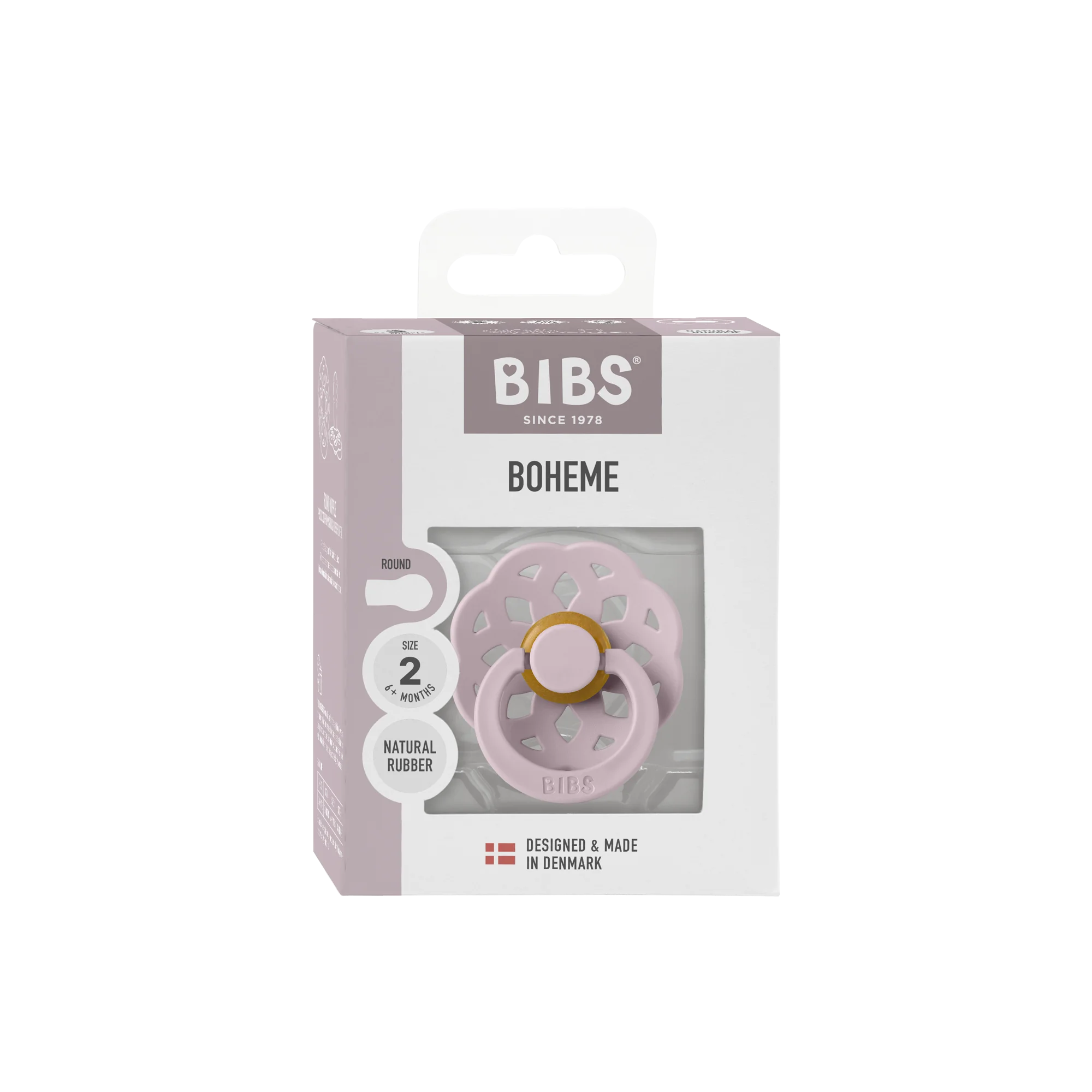 Bibs Pacifier Boheme Dusky Lilac smoczek lateksowy uspokajający, 1 szt. 