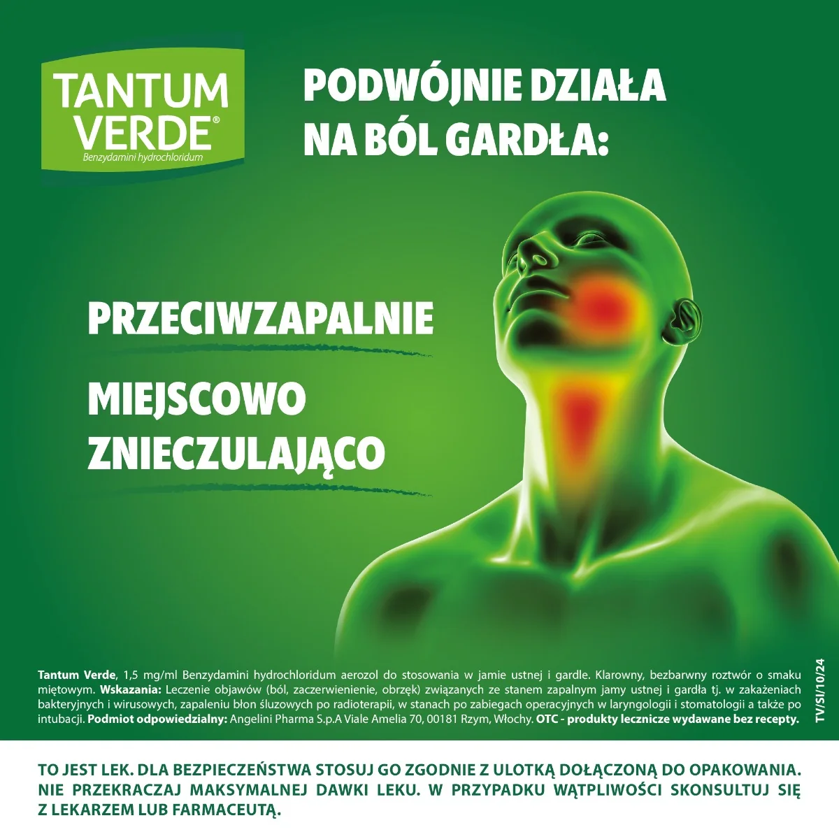 Tantum Verde 1,5 mg/ml, aerozol do stosowania w jamie ustnej i gardle, 30 ml