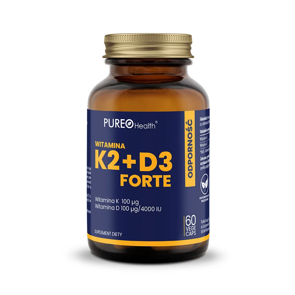 Pureo Health witaminy K2 + D3 Forte, 60 kapsułek